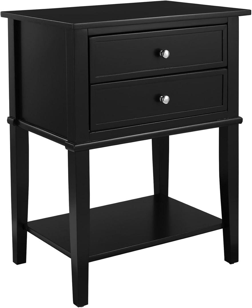 Ameriwood Home Franklin Accent Table with 2 Drawers, Black Finish, Engineered Wood Construction
