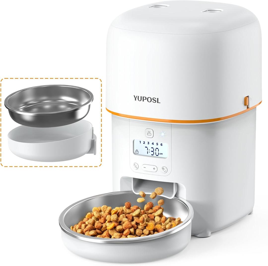 Automatic Cat Feeders - 2L Cat Food Dispenser Easy to Use, Timed Automatic Pet Feeder with Over 180-day Battery Life, 1-6 Meals Dry Food Programmable Portion Control Also for Dogs (White)