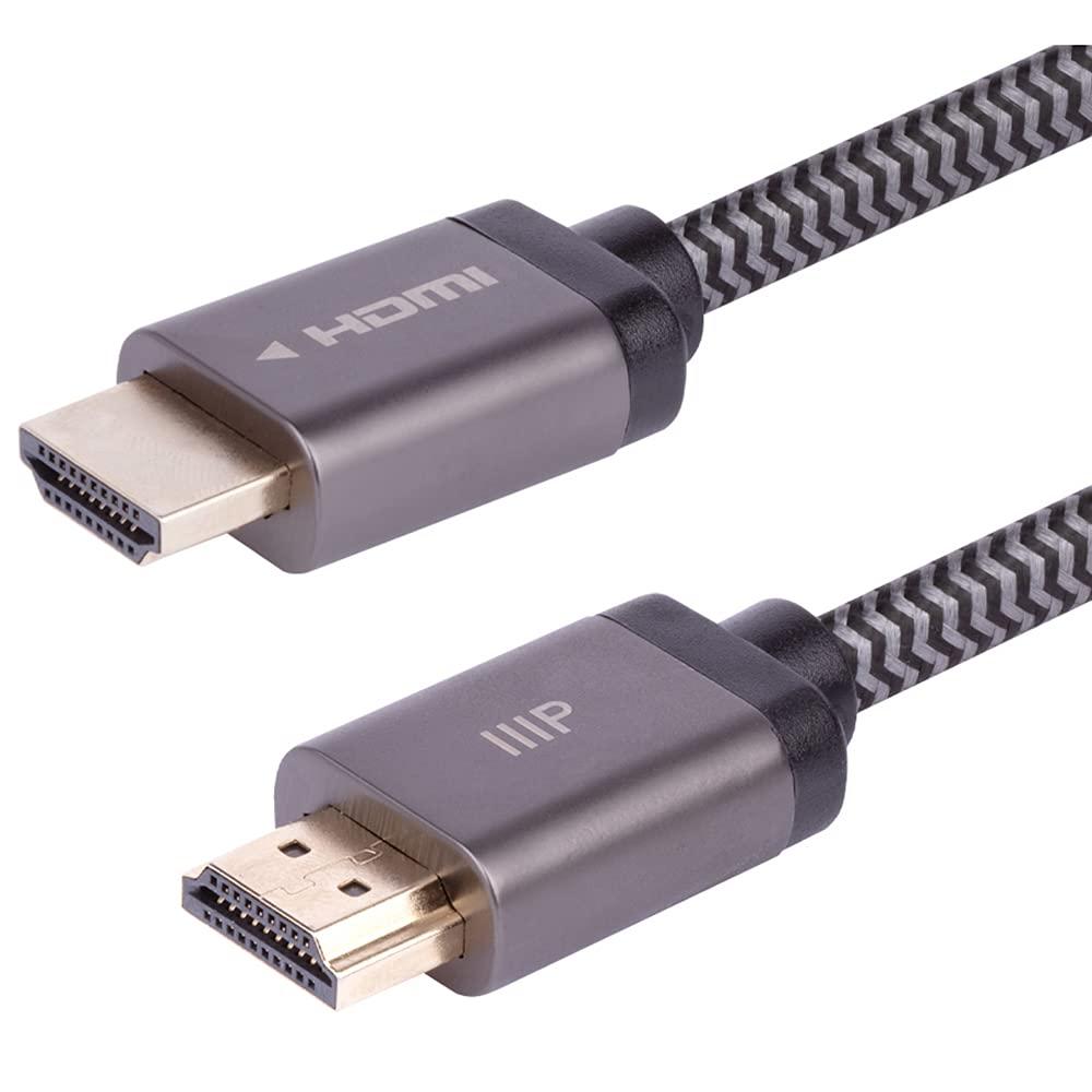 Monoprice 8K Certified Ultra High Speed HDMI Cable - Braided - HDMI 2.1, 8K@60Hz, 4K@120Hz, 48Gbps, HDR, VRR, CL2 In-Wall Rated, 10ft, Black