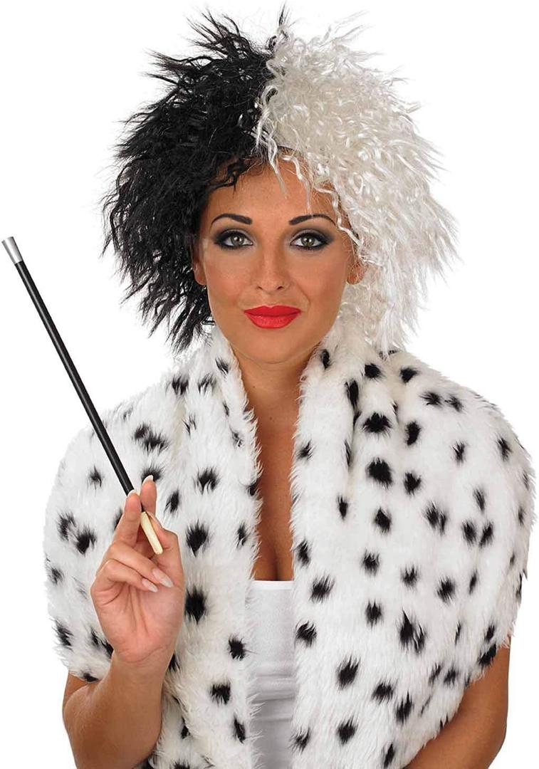 fun shack White Black Wig, Two Tone Wig, Devil Wig, Evil Stepmother Wig, Wig Black and White Accessories, Character Wigs, One Size
