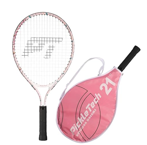 PICKLETECH Kids Tennis Racket for Junior Toddlers Starter Kit 21" Tennis Racquet for Girls with Carry Bag, Lightweight for Beginners, Pink