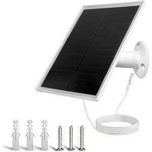 6W Solar Panel Charger, Solar Panel with Micro USB & USBC Port for DC 5V Outdoor Rechargeable Battery Camera, IP66 Waterproof, 360° Adjustable Security Mount, 1PC