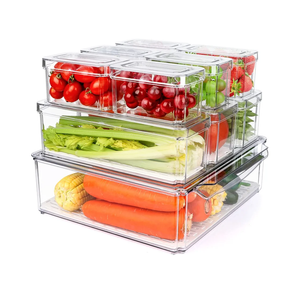 10 Pack Refrigerator Pantry Organizer Bins, Stackable Fridge Organizer Bins with Lids, Clear Plastic Food Storage Bins for Kitchen, Countertops, Cabinets, Fridge, Drinks, Fruits, Vegetable, Cereals