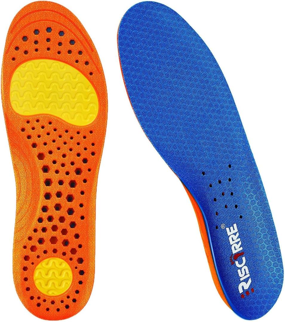 Insoles for Men and Women- Support Shock Absorption Cushioning Sports Comfort Inserts, Breathable Shoe Inner Insole for Running Walking Hiking Working(M) (M:Men:7-9|Women:8-10, Orange)
