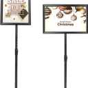 DISPLAYSWORKER Sign Stand, Sign Holder Floor Stand with Heavy Duty Pedestal ,Adjustable Pedestal Poster Stand Aluminum Snap Frame for 8.5 x 11 Inch, Black