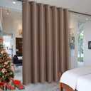 RYB HOME Privacy Curtain for Sliding Glass Door, Light Block Noise Reduce Insulated Curtain Screen for Living Room Locker Room Basement Bedroom Closet, 100 inch Wide x 108 inch Long, Cappuccino