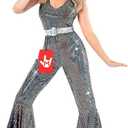 Morph Disco Costume Women - 70s Retro Jumpsuit Costume For Parties & Halloween - 70s Disco Outfits For Women,