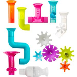 Boon Bundle Baby and Toddler Bath Toys - Includes Boon Pipes, Cogs, and Tubes Bathtub Toys - Toddler Sensory Toys - Multicolored - 13 Count - Ages 12 Months and Up