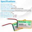 3.7V Lipo Battery 3000mAh 103665 Rechargeable Lithium Polymer Battery with USB Charger Cable PH2.0 Connector Integrated Protection Circuit for Electronic Meshtastic Device RAK19007 (2 Pcs)