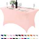 Spandex Table Cover for 4FT or 6ft or 8ft Table Universal Fitted Stretch Tablecloth for Party, Banquet, Wedding and Events-Blush Pink