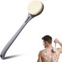 Back Scrubber for Shower for Men Women, Body Brush with Long Handle, Exfoliating Bath Washer with Soft Bristles, Body Exfoliator for Wet or Dry Brushing, Back Scrub Deep Cleaning, Gray