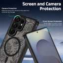 for Samsung Galaxy S25 Ultra Case, Black Floral Flower Pattern Print Case [Compatible with MagSafe] [Translucent Matte] Cute Slim Shockproof Protective Women Girls Phone Case 6.9", Floral Flower