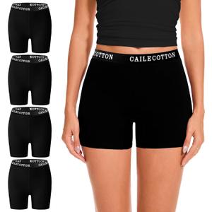 CAILECOTTON Womens Underwear Cotton Boxer Briefs for Women High Waisted Boy Short Panties Strech Breathable - 4 pack Medium