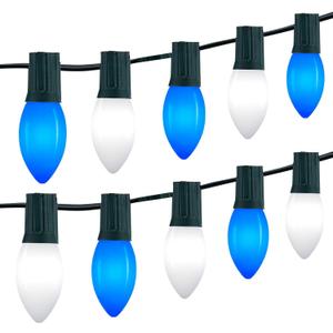Vintage C9 LED Christmas Lights Outdoor, 150 Feet C9 String Light with 75 Shatterproof C9 Bulbs, Waterproof Connectable Christmas Tree Lights for Outside Roofline Patio Xmas Decor, Blue & Pure White