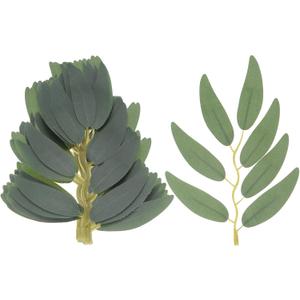 50-Pack Artificial Willow Leaves, Artificial Fake Willow Garland Stems for Bouquet/Wedding/Wreaths/Decorations, Faux Silk Greenery Leaf [5.7 Inch,Grey White]
