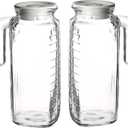 Bormioli Rocco Gelo Set of 2 Glass pitchers, 33.75 Jug with White Lid, Carafe for Homemade Juice, Iced Tea, Cold Brew, Dishwasher Safe Made in Italy