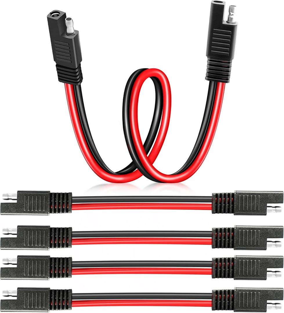SAE to SAE Extension Cable 1FT, 14AWG Heavy Duty Pure Copper SAE Connector Quick Connect and Disconnect Wire Harness for Solar Panel, Motorcycles, Car, Truck, RVs, Tractors, ATV, Boat, Trolling Motor