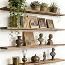 36 Inch Rustic Wood Floating Shelves Farmhouse Wooden Wall Shelves for Bathroom Bedroom Living Room Kitchen Office Set of 4 Light Brown