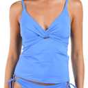 La Blanca Women's V-Neck Adjustable Twist Front Tummy Control Tankini Top (10, Chambray)