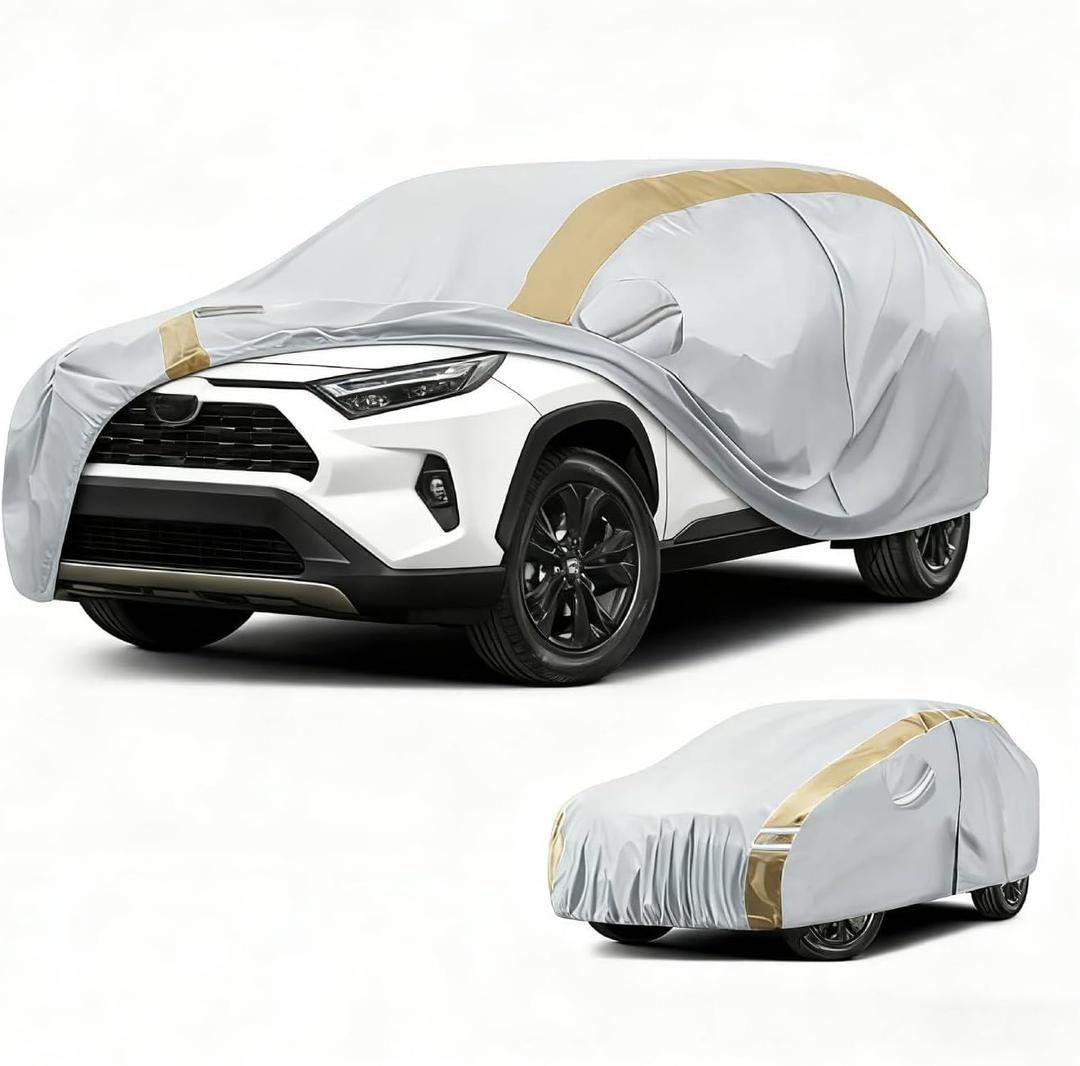 Car Cover Custom Fit for Toyota RAV4(2006-2025), Waterproof All Weather for Automobiles Car Cover, Heavy Duty Cover, Outdoor Full Cover Sun Snow Rain UV Protection with Door Zipper, Easy to Clean