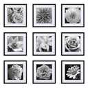eletecpro 16x16 Picture Frames Set of 9 Classic Gallery Wall Frame Set, Displays 12x12 or 16x16 without Mat, Black Picture Frames Collage Wall Decor, Big Frames for Home Decor
