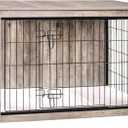 DWANTON Dog Crate Furniture with Cushion, Wooden Kennel Table with Double Doors, Indoor Dog House, Large Size, 38.5" L, Greige