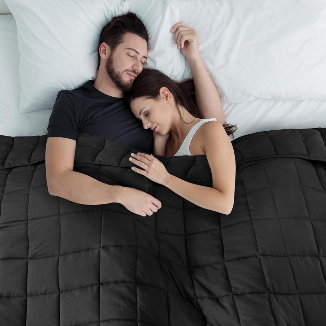 CYMULA Weighted Blanket for Adults (25lbs 80"x87" King Size Black) - Cooling Breathable Heavy Blankets for Summer Winter - Ultra Microfiber Soft Comfort Blanket with Glass Beads - Gifts for Men/Women