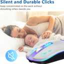 KARFUN Wireless Mouse, Backlit LED Portable Slim Laptop, PC, MacBook, iPad, Chromebook, Notebook 2.4G Rechargeable Wireless Mouse (Ivory White)