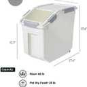 HANAMYA 25 Liter / 40 lbs Rice Storage Container with Measuring Cup, BPA free, For Rice | Grain | Pet Food | Flour, 2 count, White