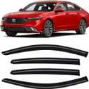 Rain Guards for Honda Accord 2023-2026, Out-Channel Window Visor Shields Vent Deflector Shade Wind Dark Smoke 2024 23 24 25, Tape-On Outside-Mount, 4PCS