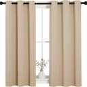 NICETOWN Room Darkening Curtain Panels for Cafe, Thermal Insulated Grommet Room Darkening Draperies/Drapes for Window (Biscotti Beige, 2 Panels, W34 x L45 inch)