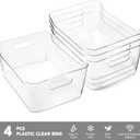 Tiawudi 4 Pack Plastic Storage Bins, Extra Large Pantry Organizer, 13.5" x 10" Clear Storage Containers and Organizer Bins, Multi-Use Bins for Home, Kitchen, Closet and Cabinet