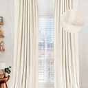 100% Blackout Shield Linen Blackout Curtains for Bedroom 92 Inches Long, Back Tab/Rod Pocket Living Room Drapes, Thermal Insulated Blackout Curtains 2 Panels Set, 50" W x 92" L, Light Cream (50"W x 92"L (Pack of 2))