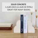 Concrete Bookends Decorative for Heavy Books - Aesthetic Boho Style Set of 2, White Decorative Bookends for Shelves, Office Boho Decor, Home Decor, or Library Decor (Cream White)