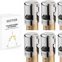 WOTOR Champagne Stoppers Stainless Steel, Prosecco Bottle Stopper with Food Grade Silicone, Reusable Champagne Cork & Saver, Leak proof Keep Fresh (Silver, 6 Pack)