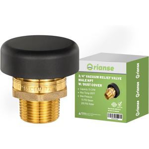 1Pack ORIANSE Vacuum Relief Valve 3/4 InchBRASS & TUBULAR Water Service Low Profile Vacuum Relief Valve with Dust Cover for Water and Heater TankBrass Leak Proof