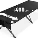 Heavy Duty Camping Cot for Adults, 31.5'' Wide Folding Cot, Support 400LBS | Fits Adults Up to 6.9 ft, Military Folding Cot with Carry Bag, Portable Cot for Camping, Guests & Emergency Use, Black
