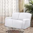 Easy-Going 6 Pieces Recliner Loveseat Sofa Slipcover | Spandex Soft Fitted Sofa Couch Cover, Washable Furniture Protector with Bottom for Kids, Pet Snow White