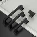Amerdeco 15 Pack Matte Black Cabinet Pulls 5 Inch(128mm) Hole Center Cabinet Hardware Kitchen Cabinet Handles for Bathroom Drawer Pulls Dresser Pulls ZH0010