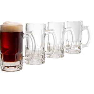 Libbey Craft Brews Glass Beer Mug Set, Beer Glasses Set Of 4 to Serve Ales and Lagers, Timeless Glass Beer Mugs for Freezer
