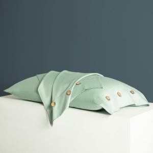 Side-Buttoned Pillowcase - 2 Pack - Button Closure - Soft 100% Cotton 400TC Fabric - 19x29inch(Inside Diameter) 12 Color Pillow Covers (Bright Green, 19x29inches/2pcs)