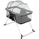 FENGZIZH Portable Baby Bassinet - Foldable Bedside Bassinet, Lightweight Playpen with Mosquito Net, 42.5 x 40.2 x 20.8 inches, Black
