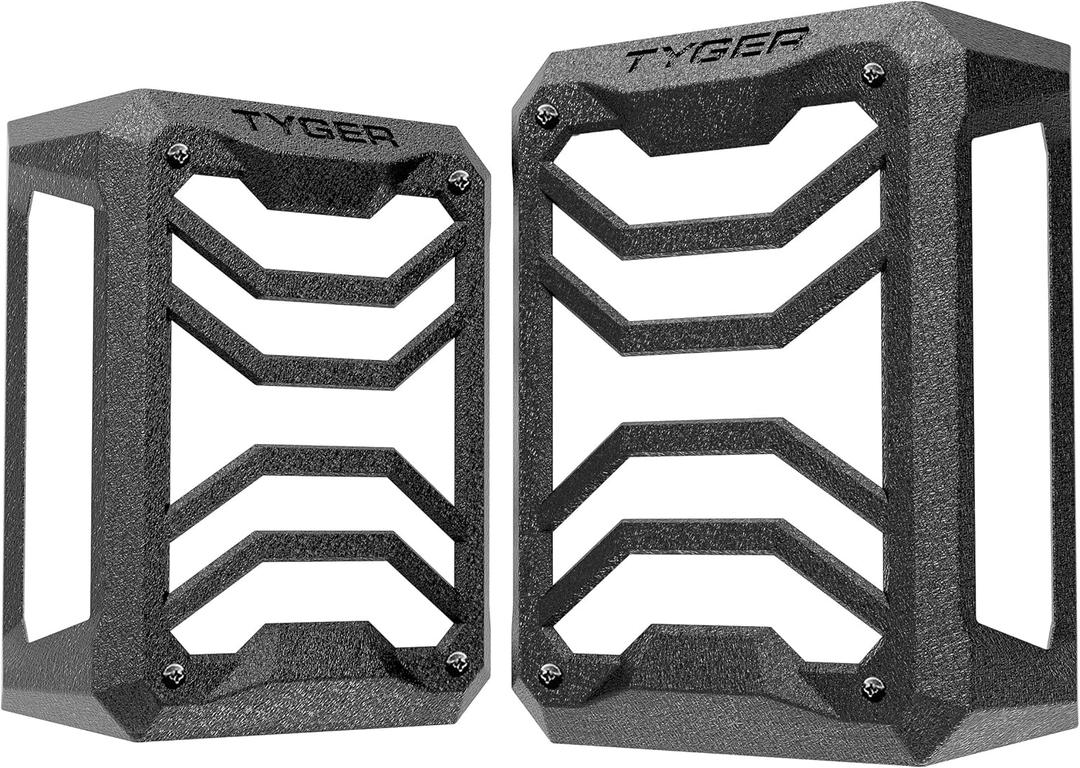 Tyger Auto TG-TG7J83338 Tail Light Guards Covers Compatible with 2007-2018 Jeep Wrangler JK (Not for JL) | Textured Black | Cast Aluminum Alloy | Powder Coated