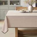 MIULEE Natural-Black Linen Tablecloth 60x104 Inch Rectangle Table Cloth Waterproof,Stain Resistant & Wrinkle Resistant for Dining Party Wedding