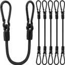 Bungee Cords with Carabiner Hooks, Upgrade 24 inch Long Black Bungee Cords with Clips On Both Ends Heavy Duty Outdoor, High Strength 1/3 Inch Elastic Bungee Rope for Bike Rack Motorcycle Truck, 6 Pack