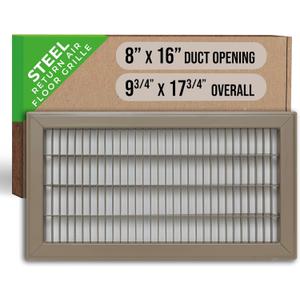 Fits 8x16 and 16x8 Duct Opening | Return Air Floor Grille by Handua | Walkable Vent Cover Grill for Floor | Brown | Heavy Duty Fixed Blades | Outer Dimensions: 9.75"W X 17.75"H