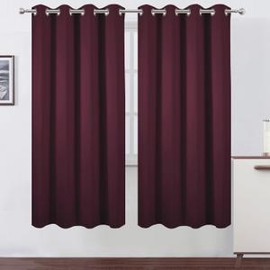 LEMOMO Burgundy Red Thermal Blackout Curtains/52 x 72 Inch/Set of 2 Panels Room Darkening Curtains for Bedroom