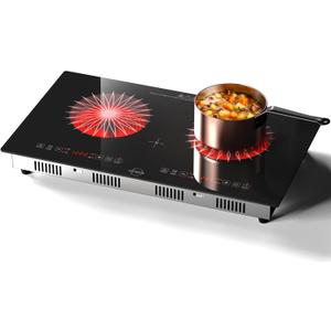 Hobsir 2 Burner Electric Cooktop 110v, Double Electric Stove Top Burner, 24 Inch Countertop and Built-in Counter Top with Plug, LED Touch Screen, Safety Lock for Kitchen Apartment RV Camp Stoves