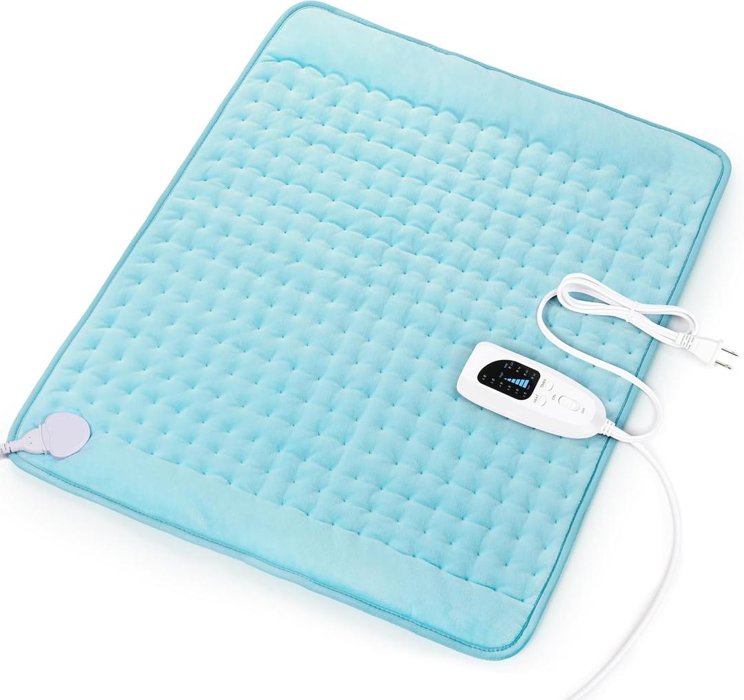 Heating Pad-Electric Heating Pads for Back,Neck,Abdomen,Moist Heated Pad for Shoulder,Knee,Hot Pad for Arms and Legs,Dry&Moist Heat & Auto Shut Off(Light Blue, 20''24'')