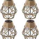 Metal Cage Handcrafted Woven Lampshade in Natural Neutral Jute Rope Industrial Style Lighting with Elegant Patterns for Wall Sconces Ceiling/Pendant Lights Table/Floor Lamps Home Decor - 4 Packs
